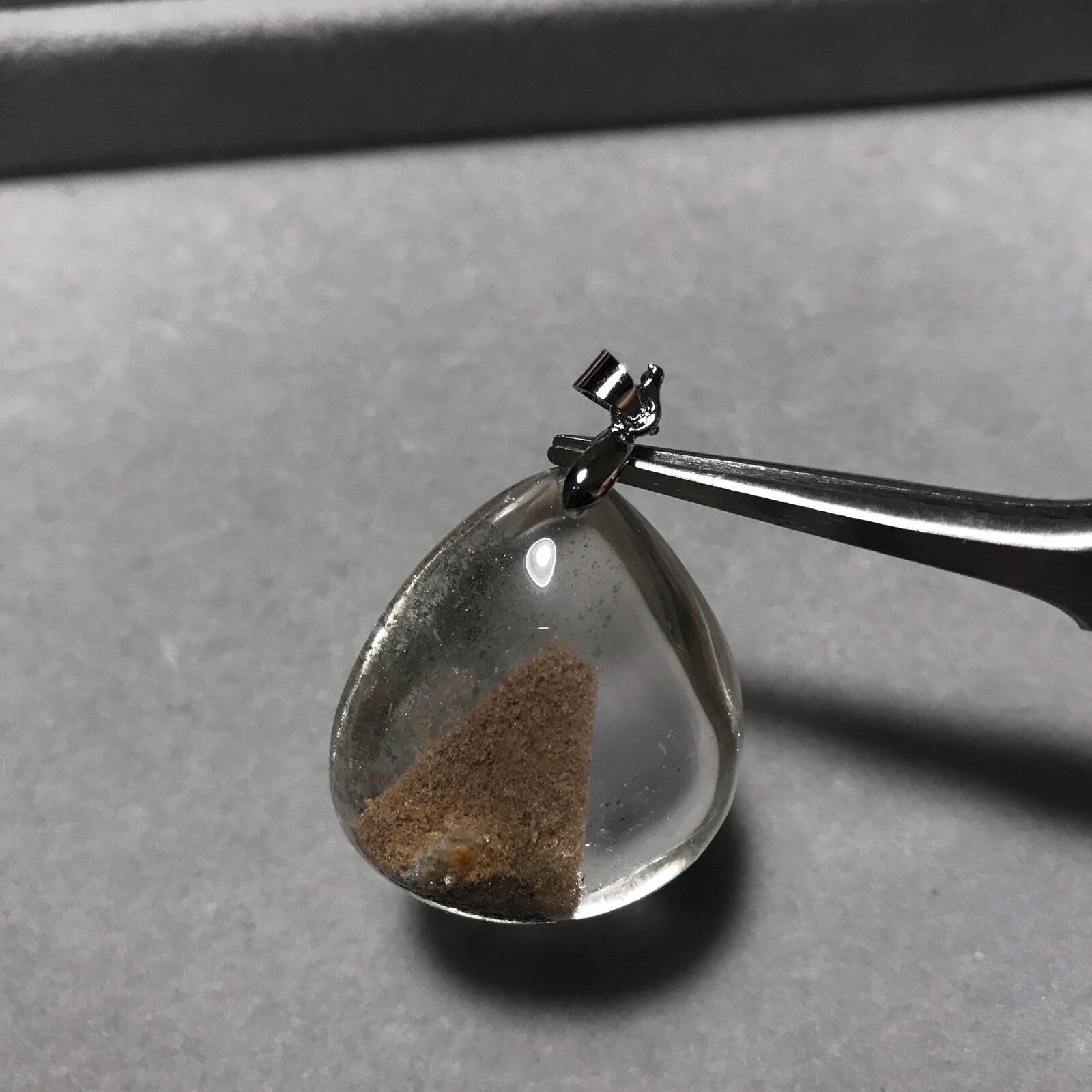 US SELLER Natural Brown Phantom Quartz Pendant Teardrop Brazil Crystal Gem Stone
