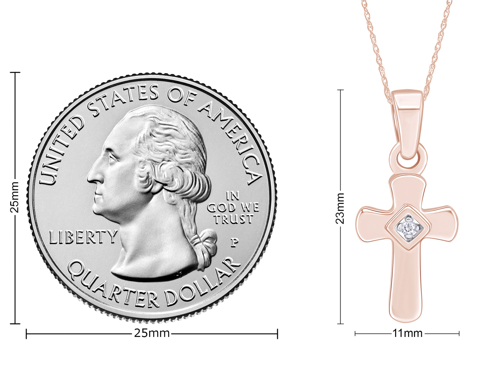 Sterling Silver Diamond Cross Pendant Necklace With Chain 16″