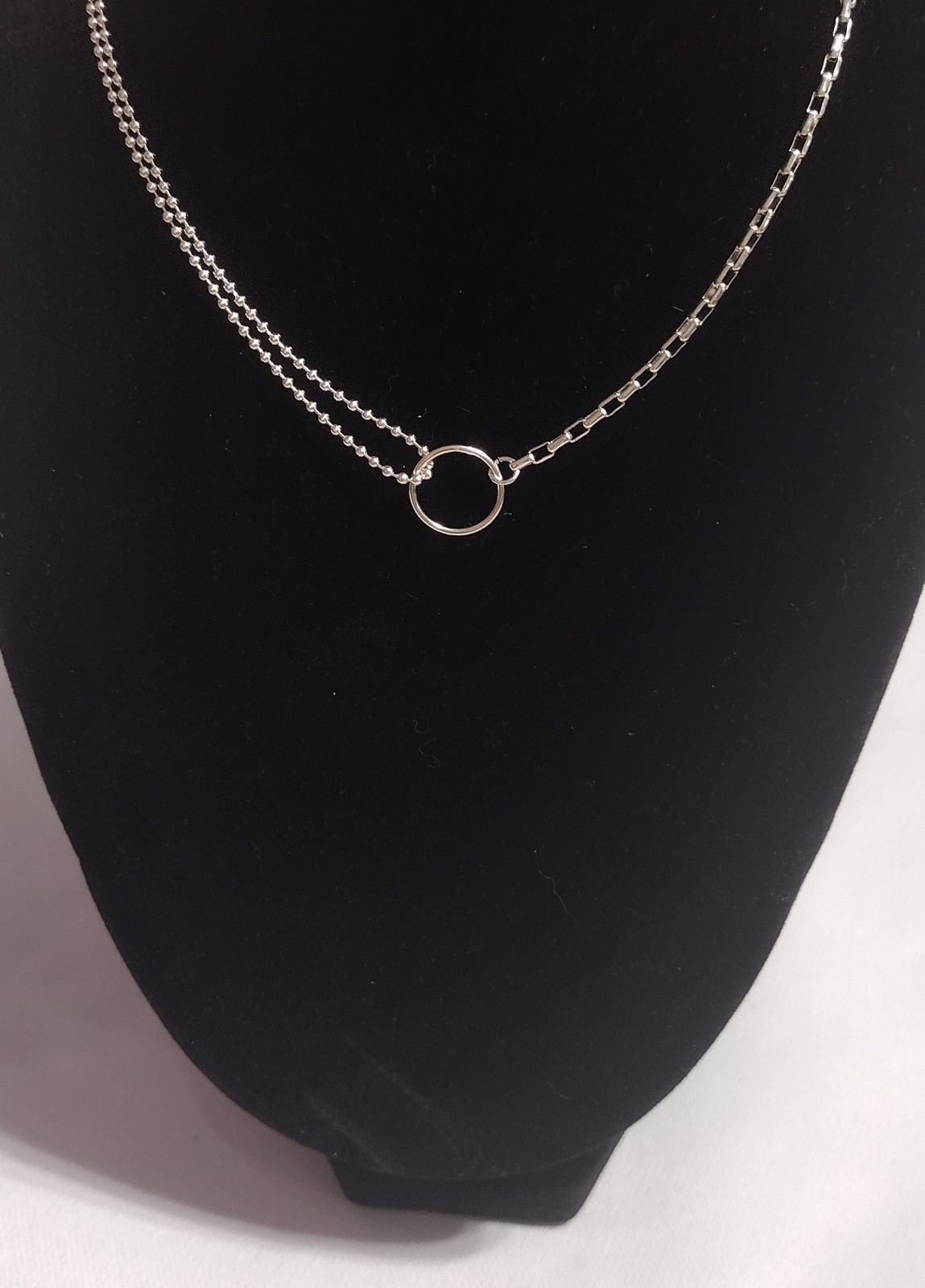 Fun Sterling Silver 12″ (3.5′ Ext) Choker Necklace Dual Style – Paperclip & Bead