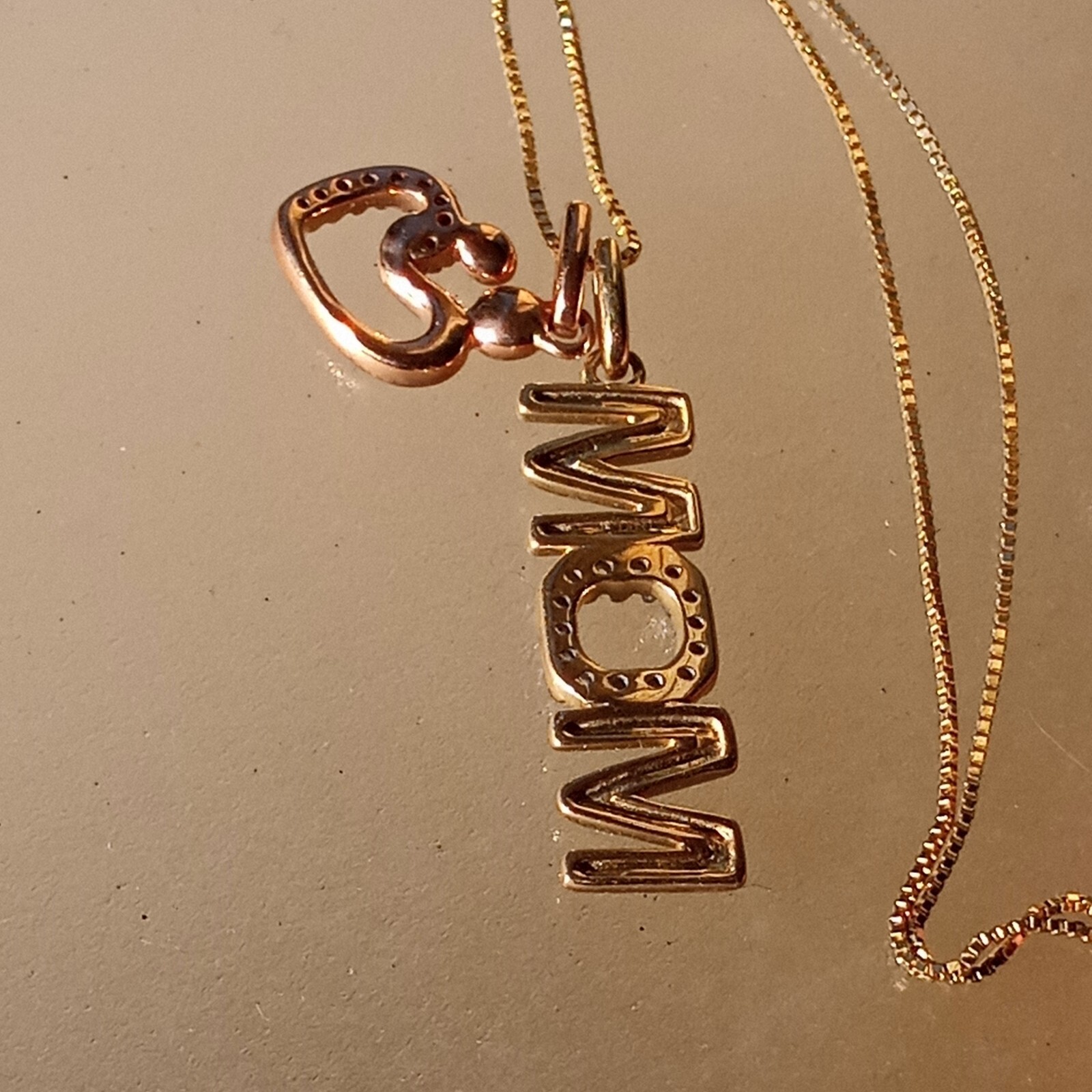 Diamond Mom with Heart Mother & Child Pendant Rose Gold Yellow Gold 10kt