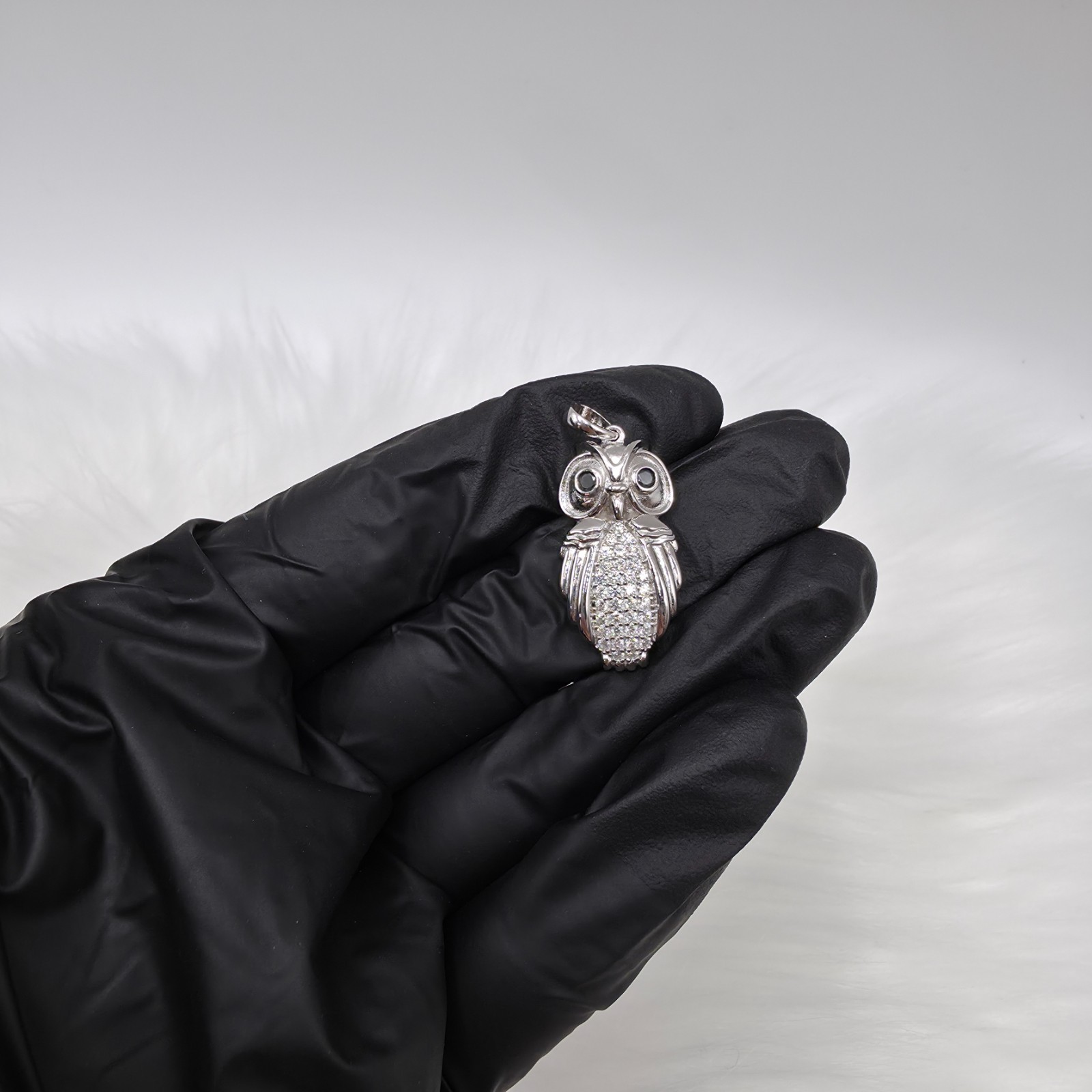 Moissanite Owl Pendant 925 Sterling Silver Cute Animals Bird