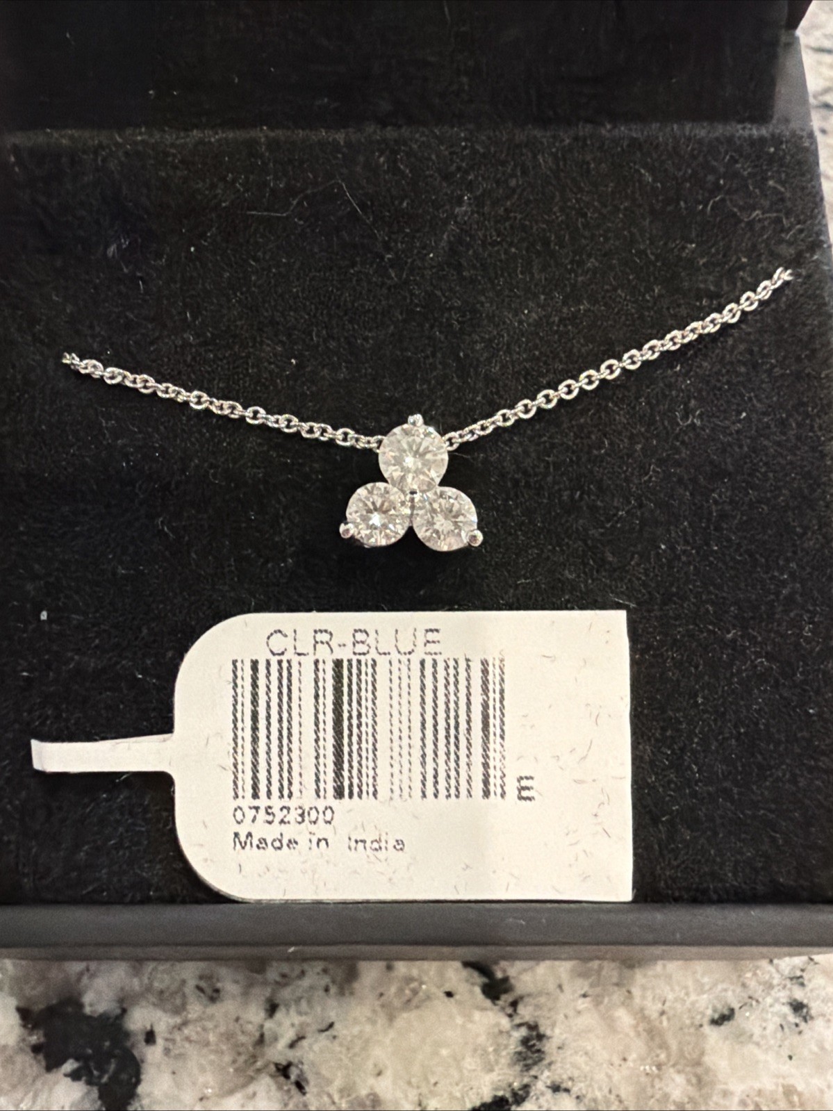 Kay Three Stone 10k WG 1/2 Carat Round Diamond Pendant NIB With Original Tag