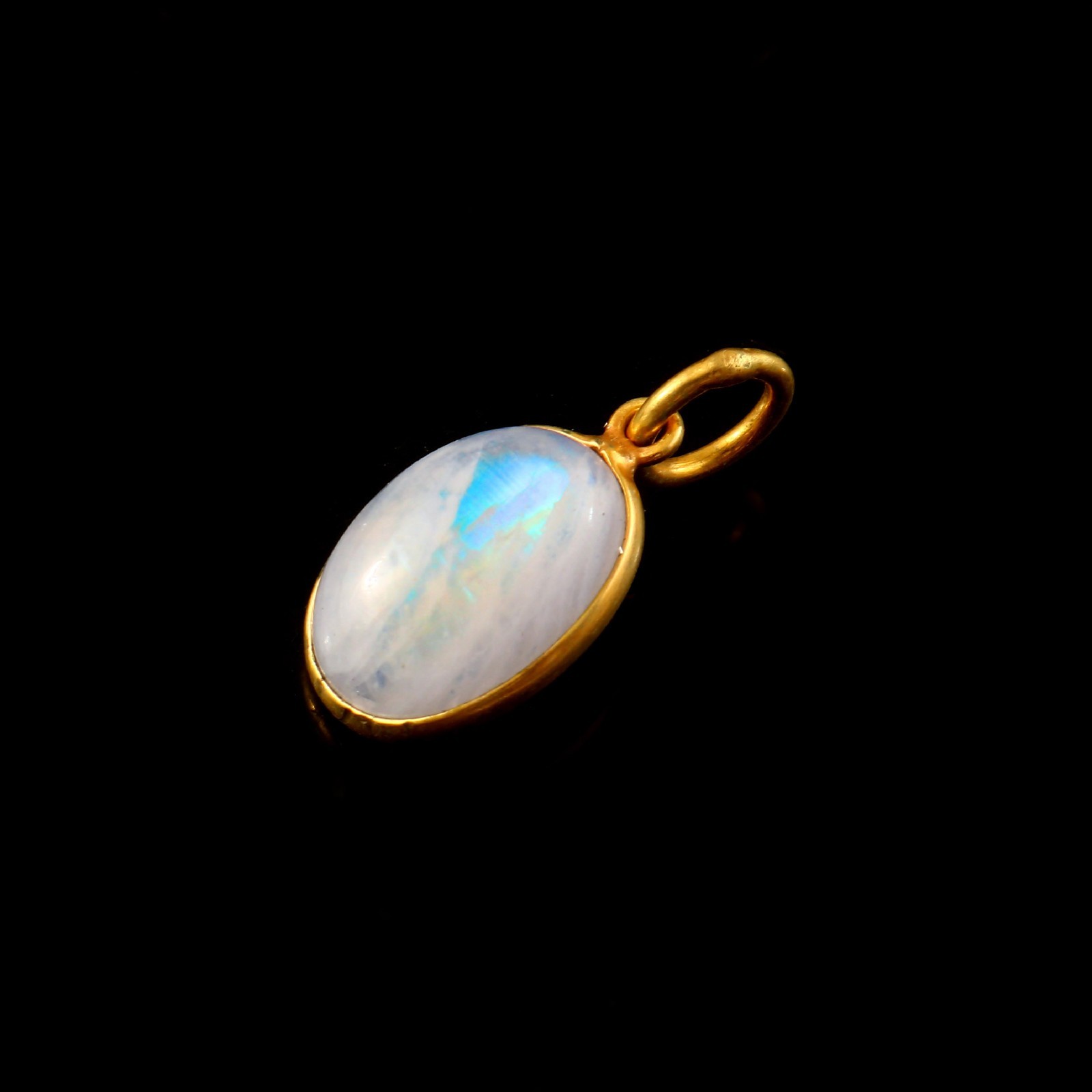 Genuine Moonstone Necklace Pendant Solid 14K Gold Minimalist Jewelry 3165
