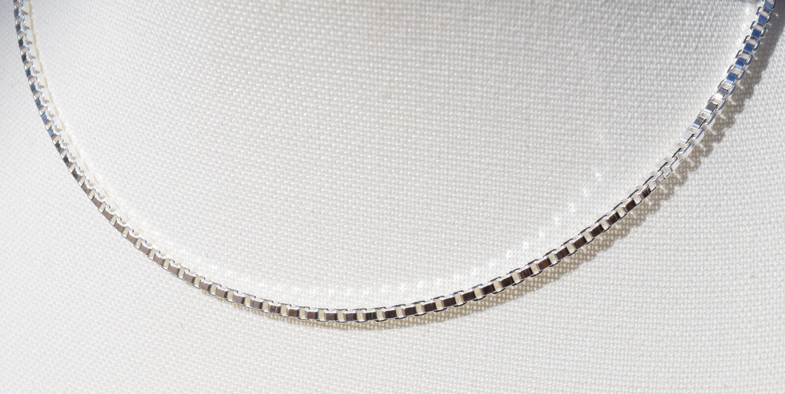 2.4mm Box Chain Italian 925 Sterling Silver Chain 16″ with Spring Ring Clasp