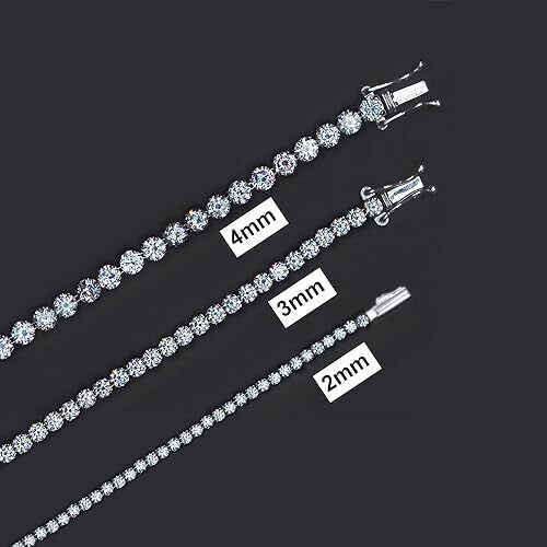 6.30 Ct 2MM Width Tennis Chain Necklace Lab Created Moissanite Sterling Silver