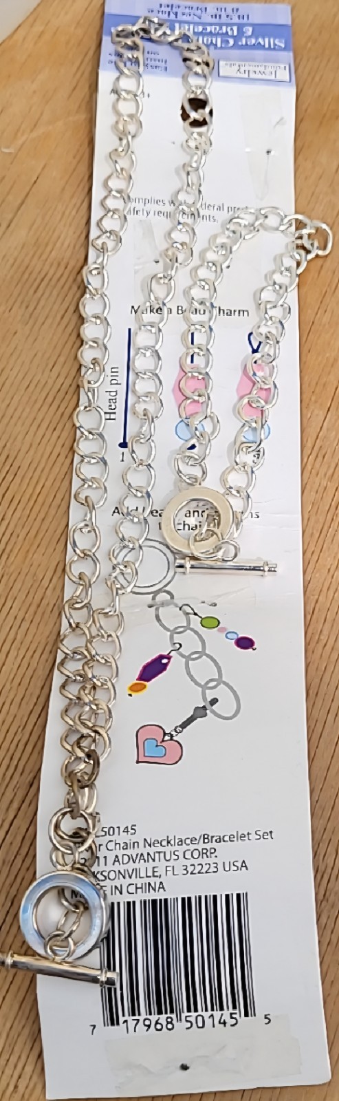Silver Chain Necklace and Bracelet set t14-1