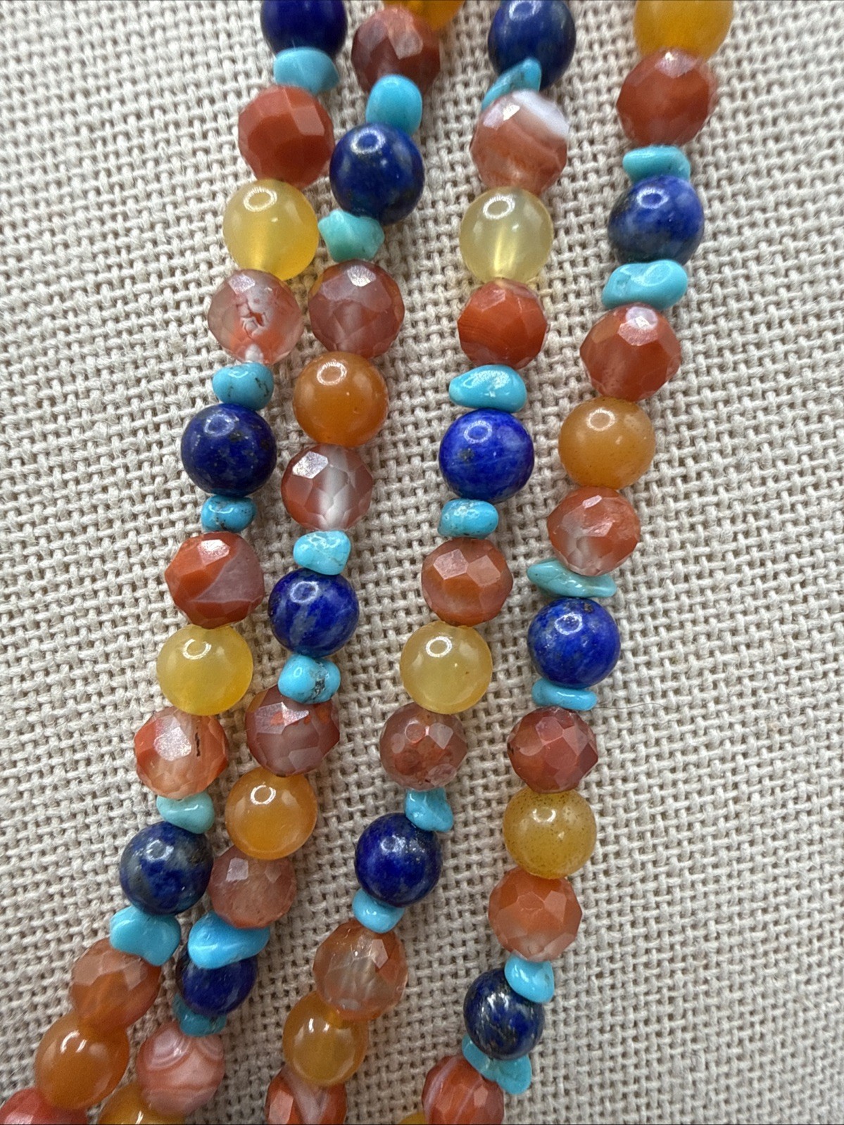 Jay King 4 Strand Picante Agate 4mm Multi Gemstone Sterling Silver Necklace