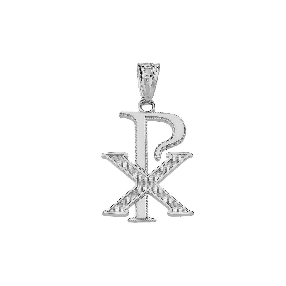 Gold Chi-Rho Symbol Pendant Necklace (Available in Yellow/Rose/White Gold)