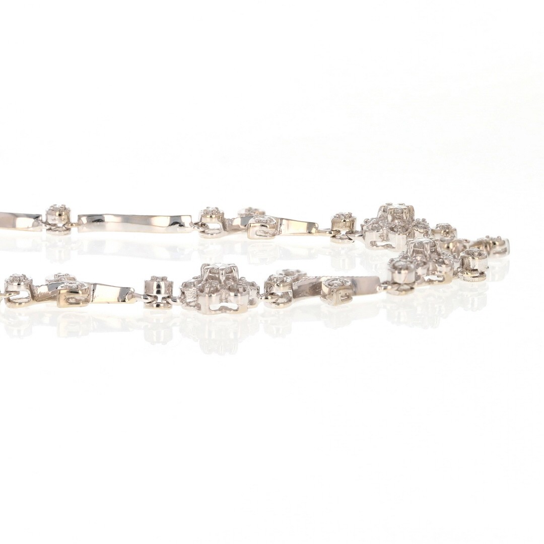 .68ctw Diamond Cluster Floral Vine Bar Link 16″ Necklace 14k White Gold 13.59g