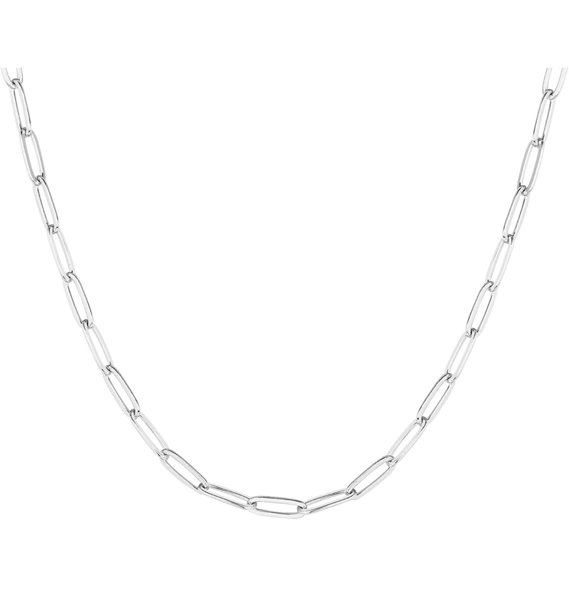 925 Solid Sterling Silver Paperclip Rolo Chain Necklace For Women 2.5mm