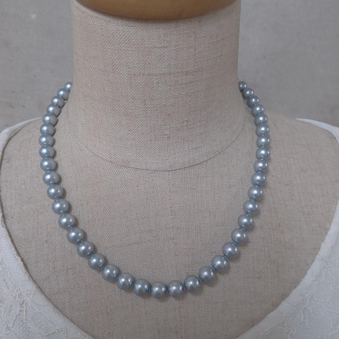 Akoya Pearl Necklace 7.7-7.8mm 43cm Beautiful Overtones Genuine Pearl Blue Gray