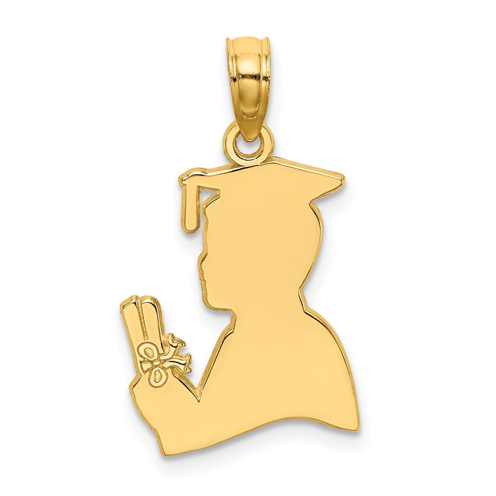 10k Yellow Gold Polished Male Graduation Profile Charm Pendant Gift for Women