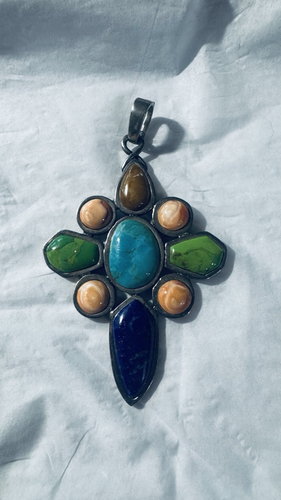 Barse Sterling Silver Gemstone Large Cross Pendant!!