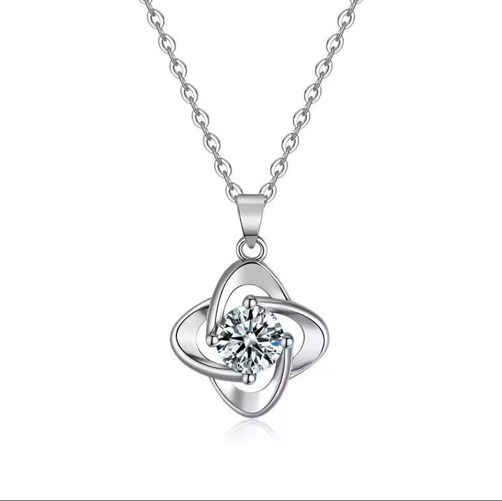 1 ct Moissanite necklace platinum Pt 950 GrA Certified