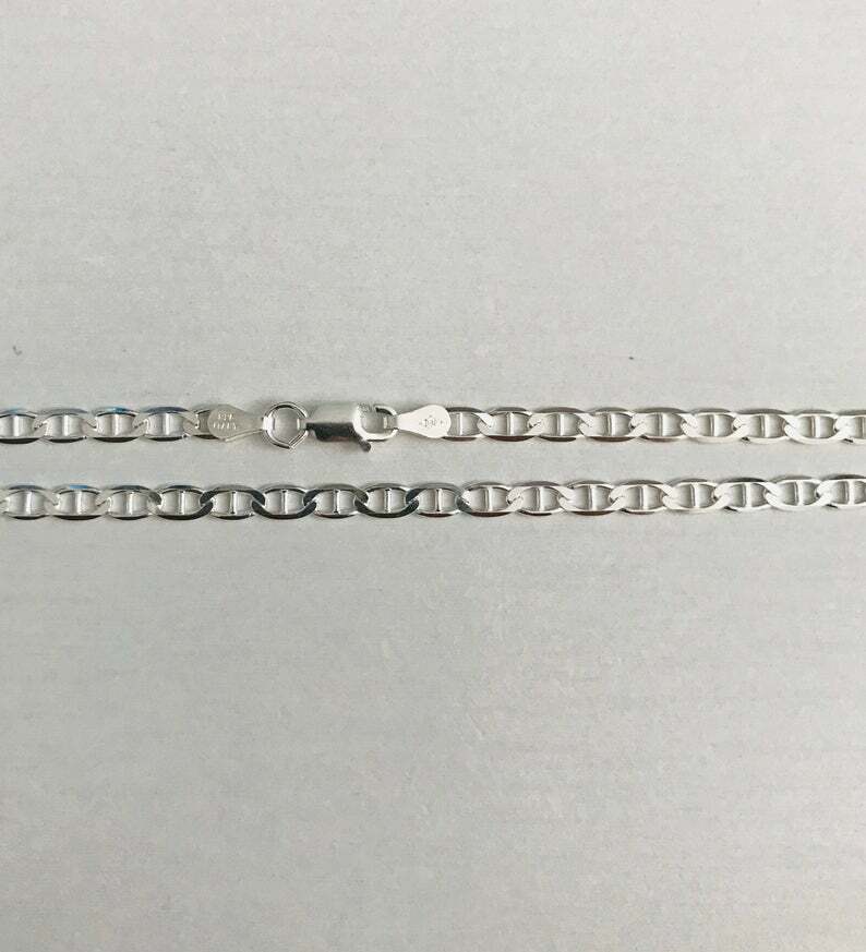 925 Sterling Silver 3.5 mm Mariner Link Chain,Made in Italy Necklace -G080