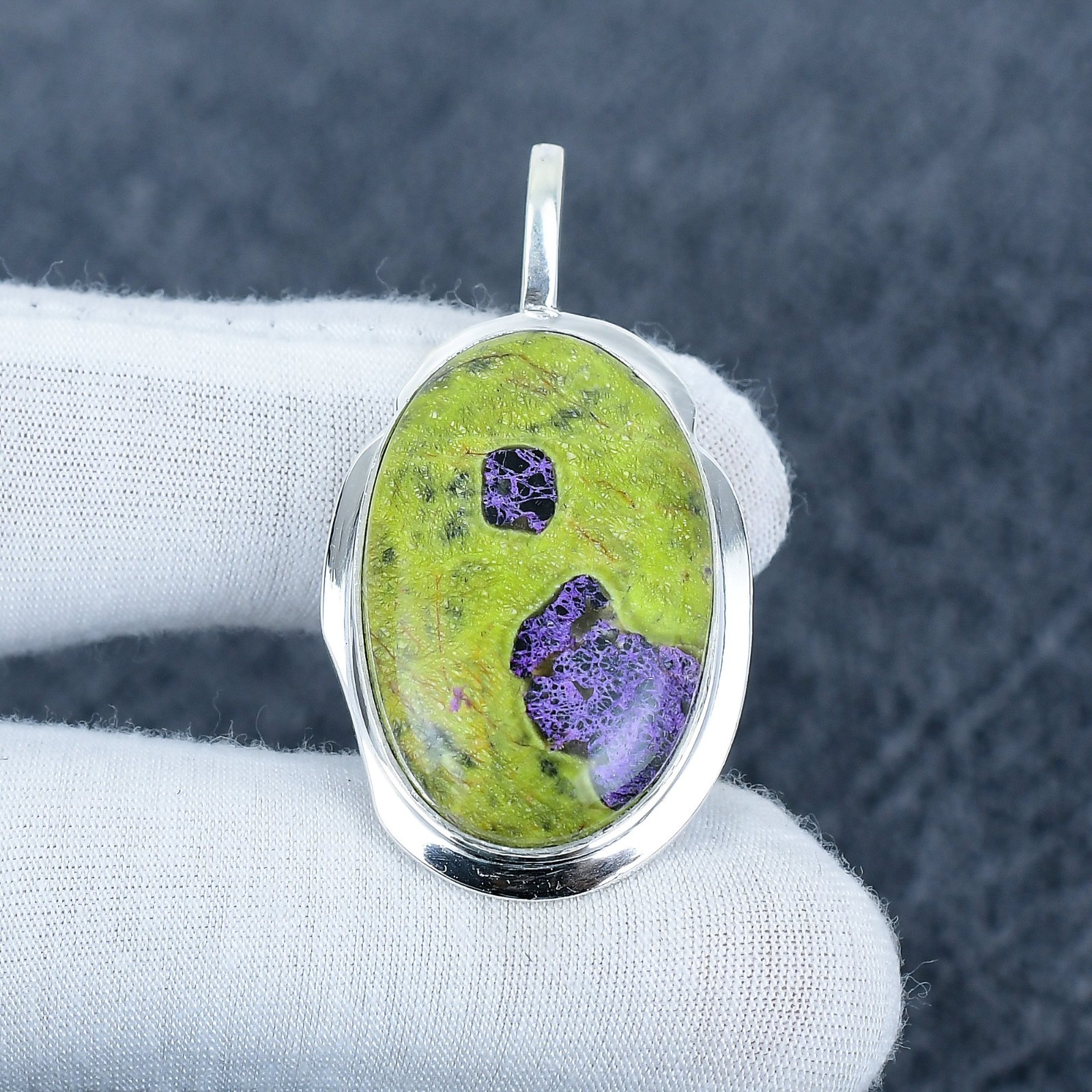 Stichtite in Serpentine Pendant | Sterling Silver Atlantisite Necklace, Gift