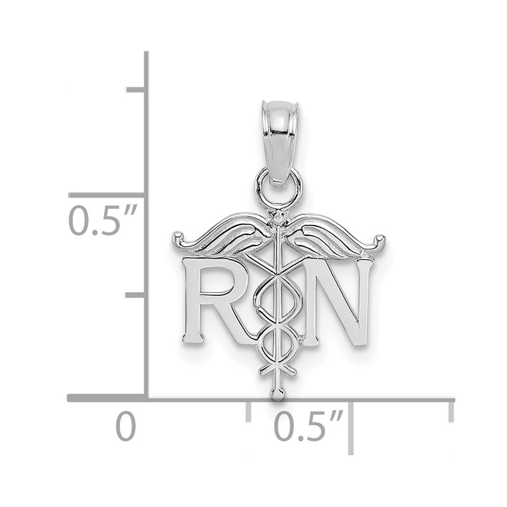 10K White Gold Registered Nurse Pendant 0.53gm L-20 mm, W-14 mm