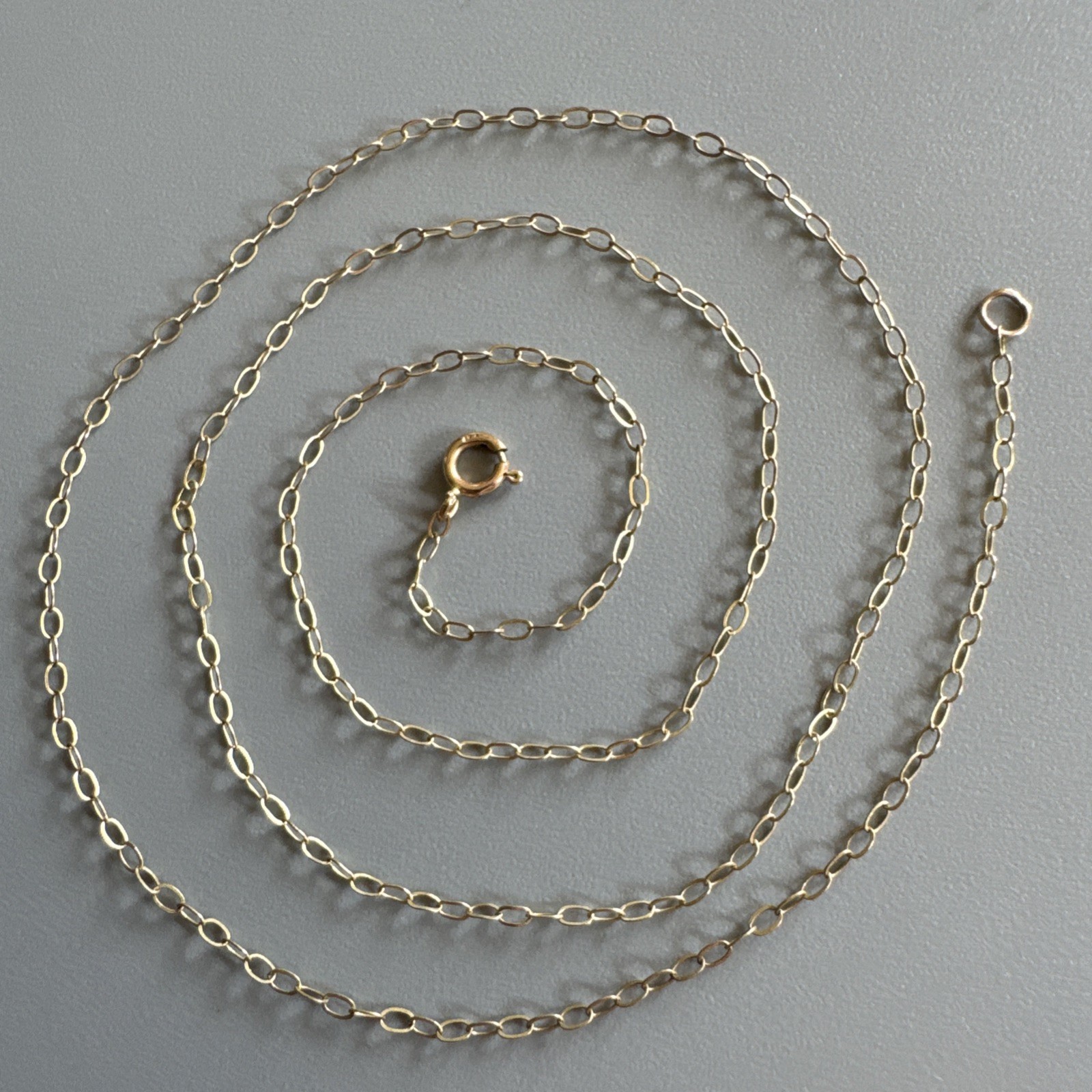 9ct Yellow Gold 375 Fine 1.3mm Oval Link Cable Chain Necklace 16” XRF Tested
