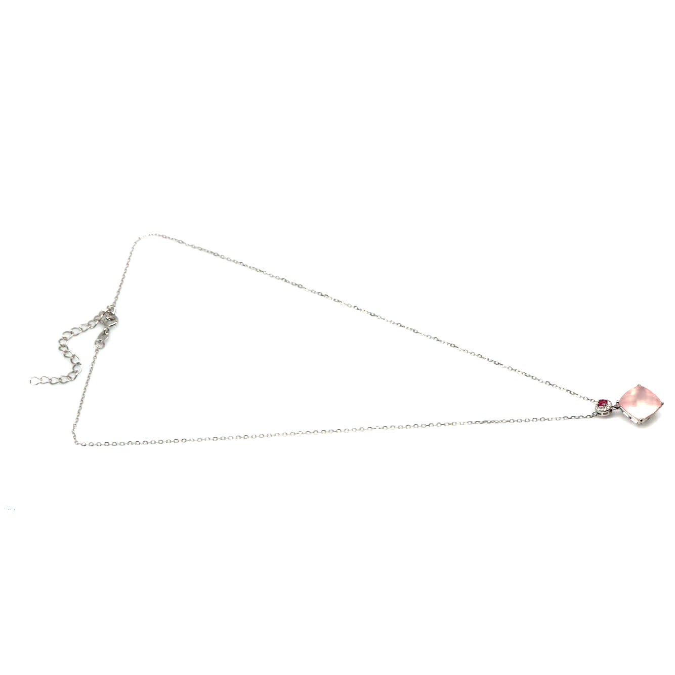 Thai Handmade Pink Rose Quartz, Tourmaline & Zircon Necklace 18.0 In.
