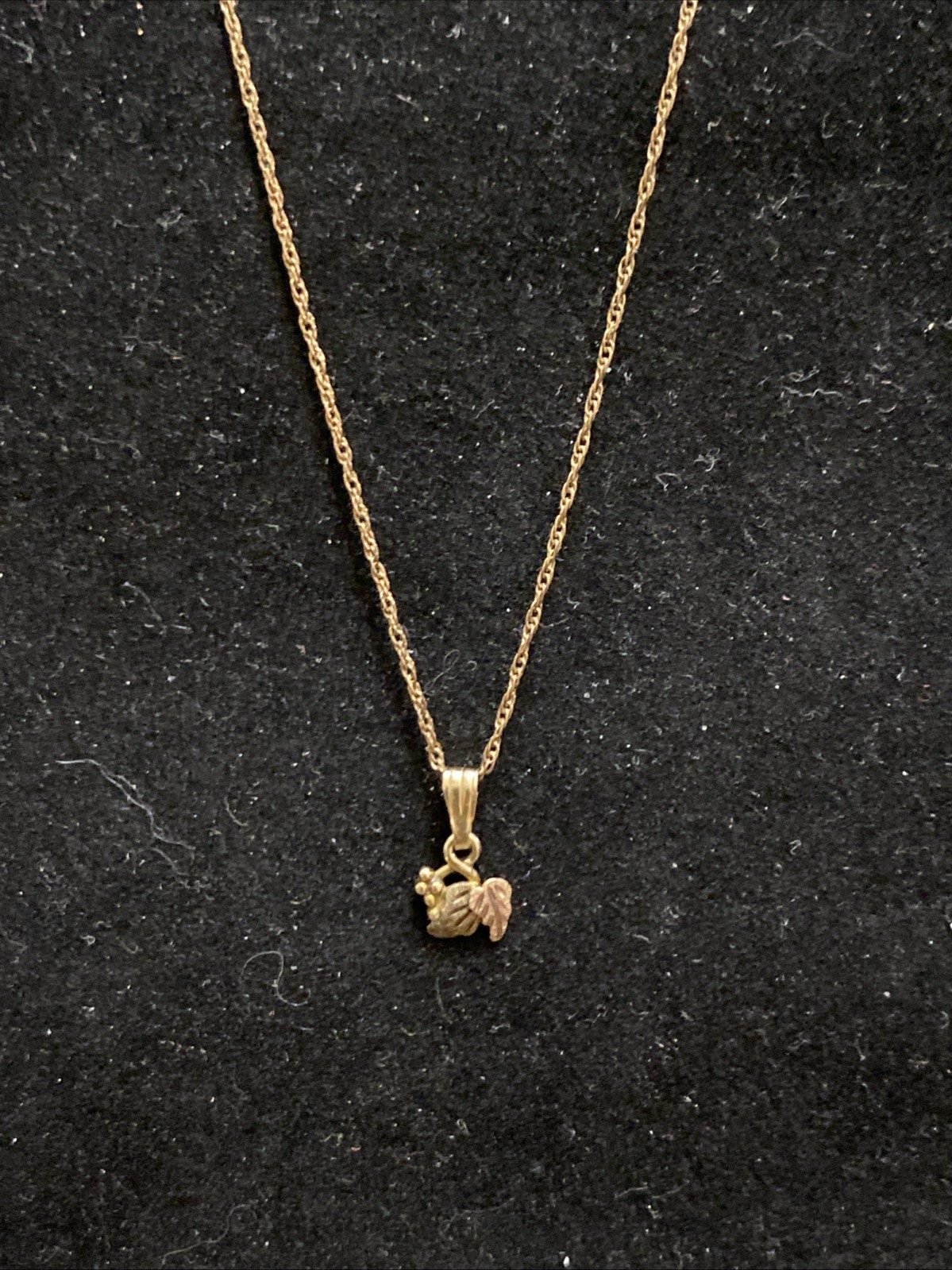 Petite Vtg RCG Black Hills Gold 10&12K solid gold Pendent With 14k GF Chain