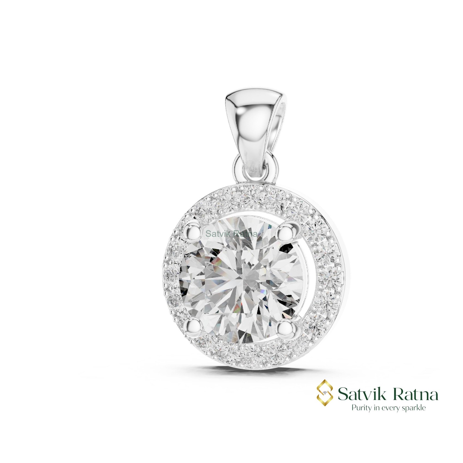 Wedding Lab Grown Diamond Custom Made Women Pendant 14K Yellow Gold Round IGI