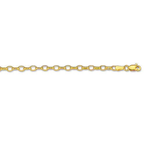 3.2mm Oval Rolo Chain Necklace Real 14K Yellow Gold 16″ 18″, 20″, 22″, 24″, 30″