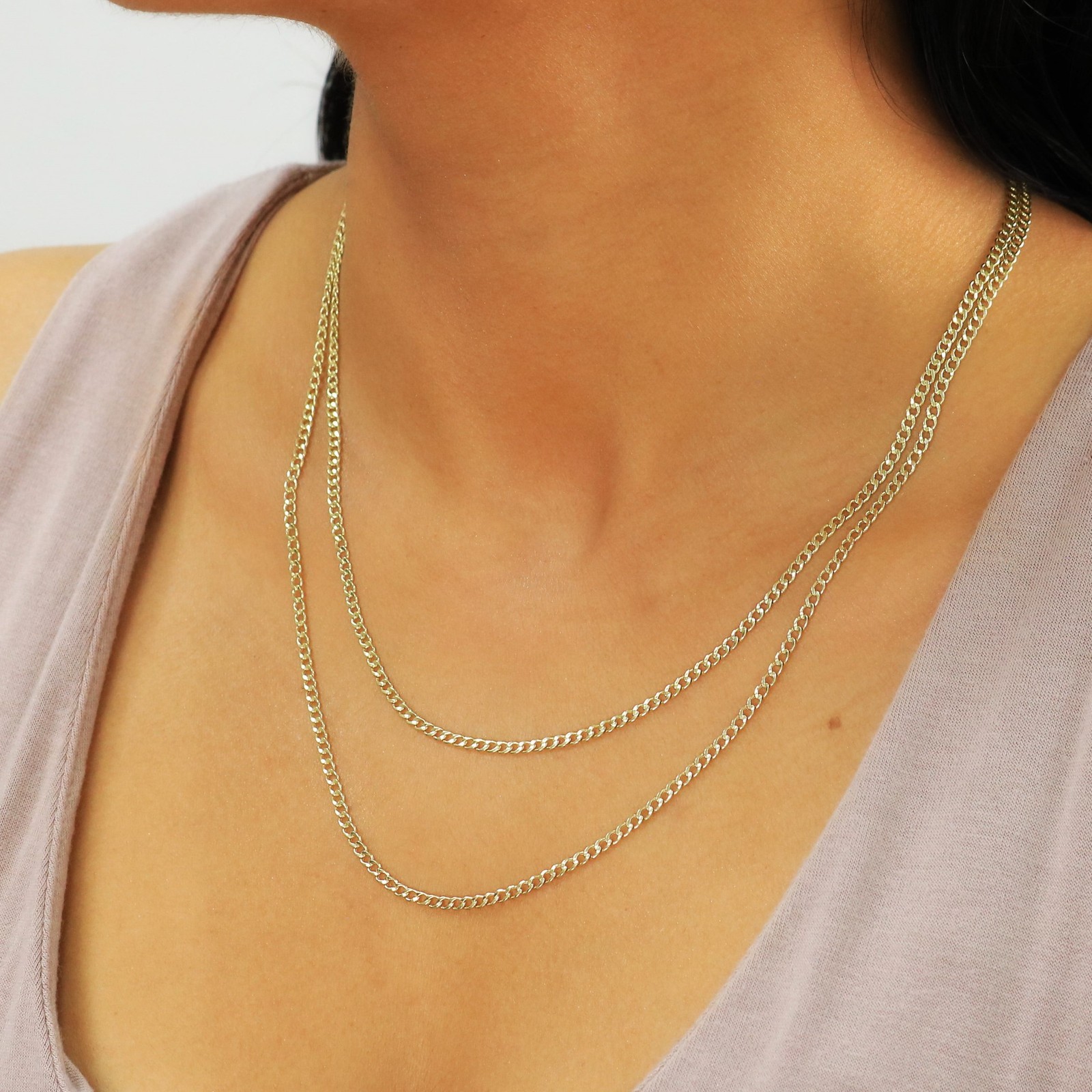 10K Yellow Gold 2.5mm Italian Cuban Curb Chain Link Necklace Mens Women 16″- 26″
