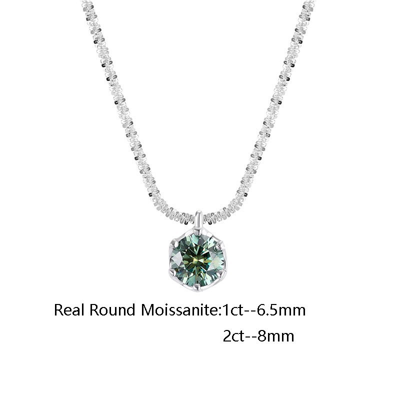 1/2ct Round Cut Multicolor Moissanite Pendant Necklace 925 Sterling Silver Chain