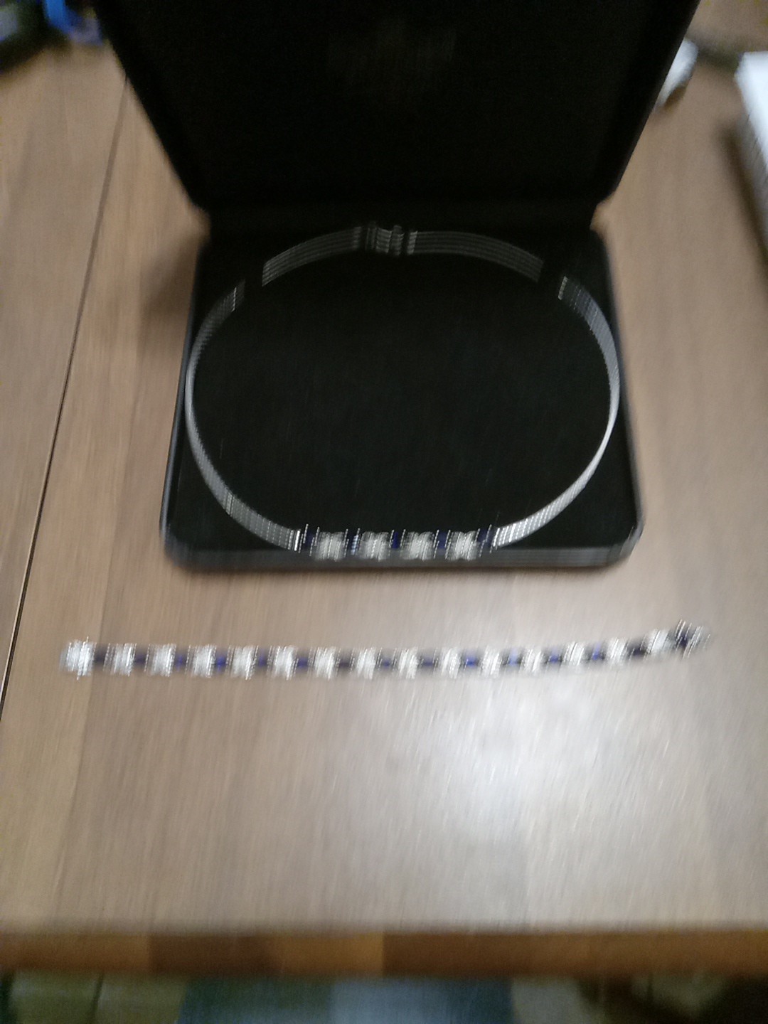 Silver And Saphire Necklace And Bracelet