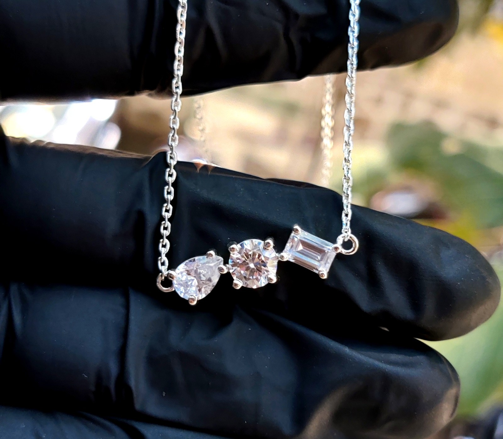 3.50Ct Lab Created Diamond Necklace Pendant 14K White Gold Plated 935 Silver