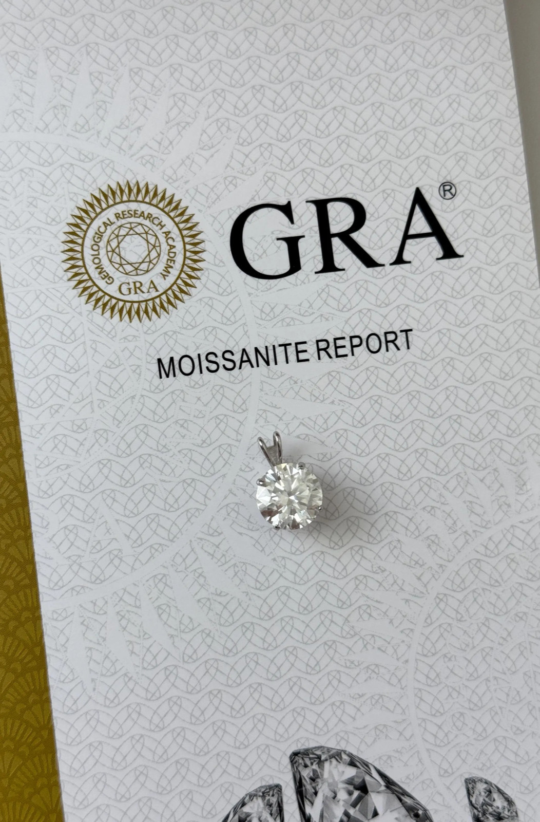 14K White Gold Round GRA Certified Moissanite Pendant Solitaire Classic 4ctw