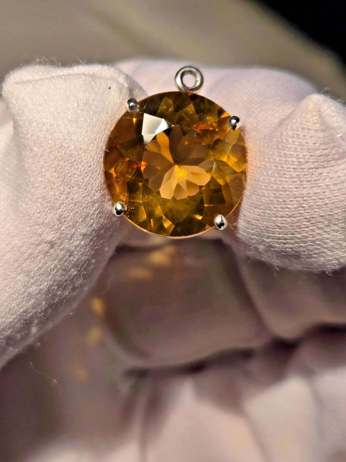 EXCELLENT CITRINE PENDANT 10.03CT NATURAL GLOWING/GREAT SATURATION/COLOR/LUSTER!