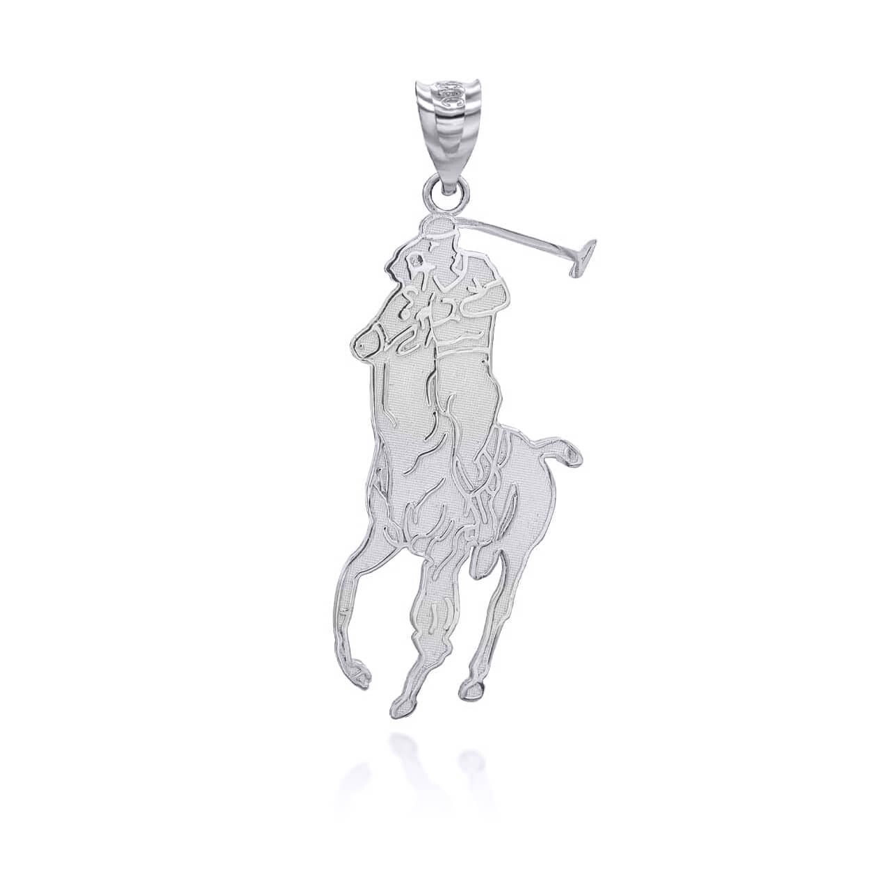 Gold Polo Sport Horse Riding Jockey Pendant Necklace (Yellow/Rose/White)