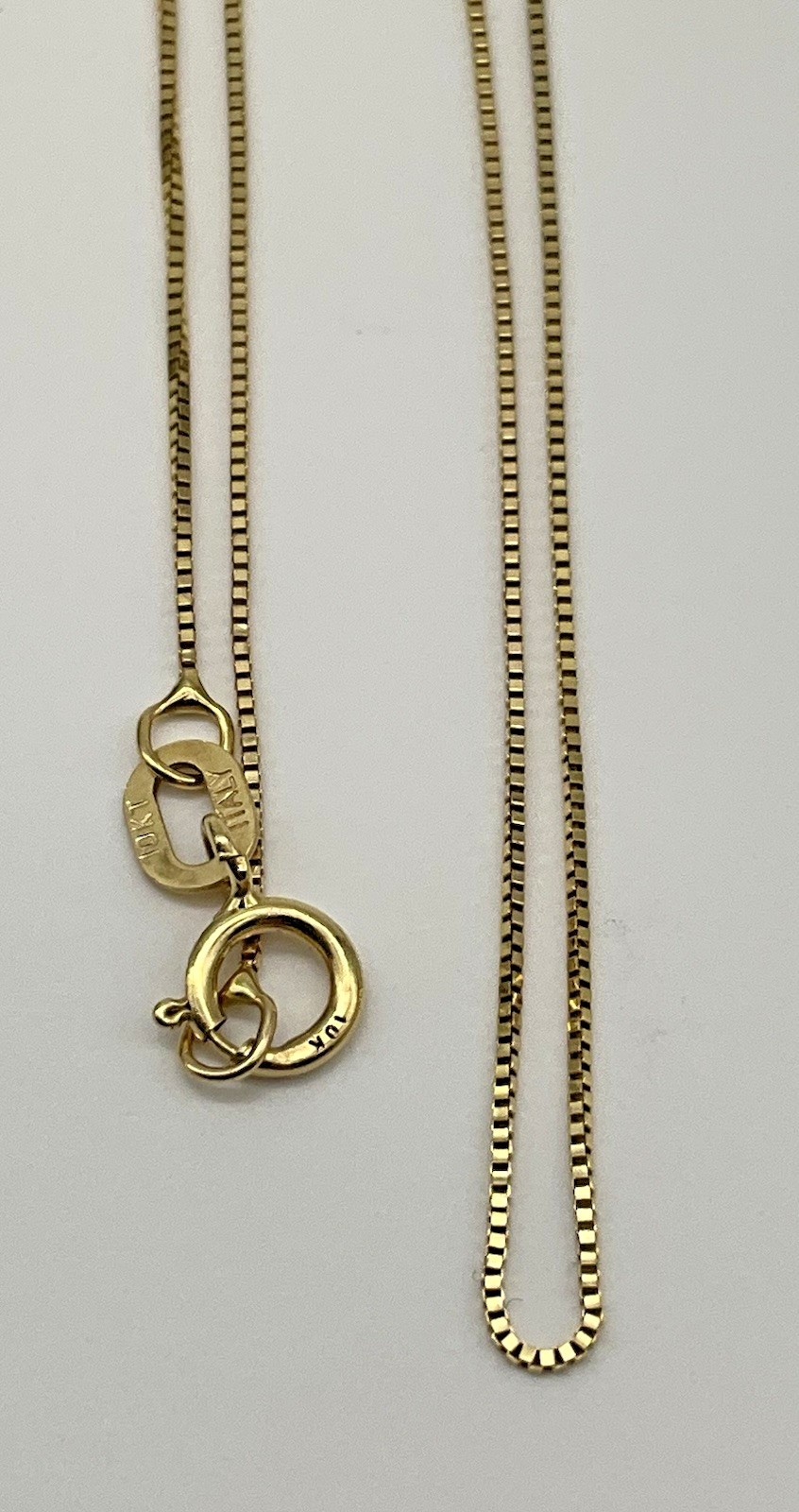 10K Yellow Gold 21” Diamond Cut Thin Box Chain Necklace