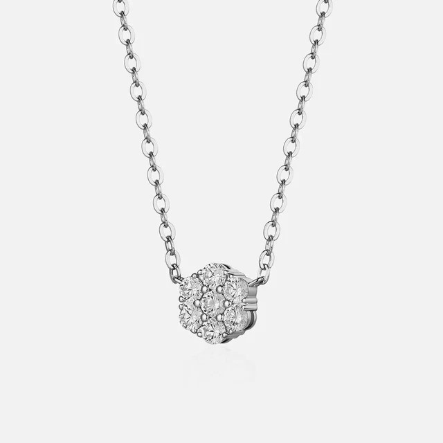 1.22Ct Round Cut Lab Created Diamond Flower Pendant 14k White Gold Plated 18′