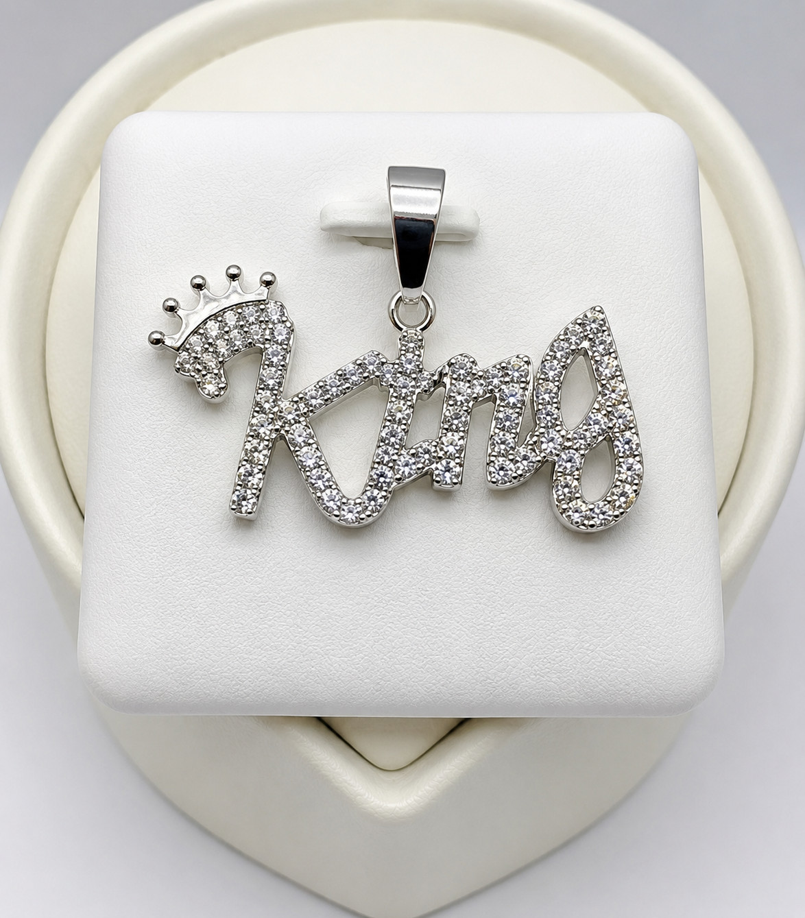 Moissanite King Pendant 925 Sterling Silver Crown Hip Hop Iced Out Charm 1CT