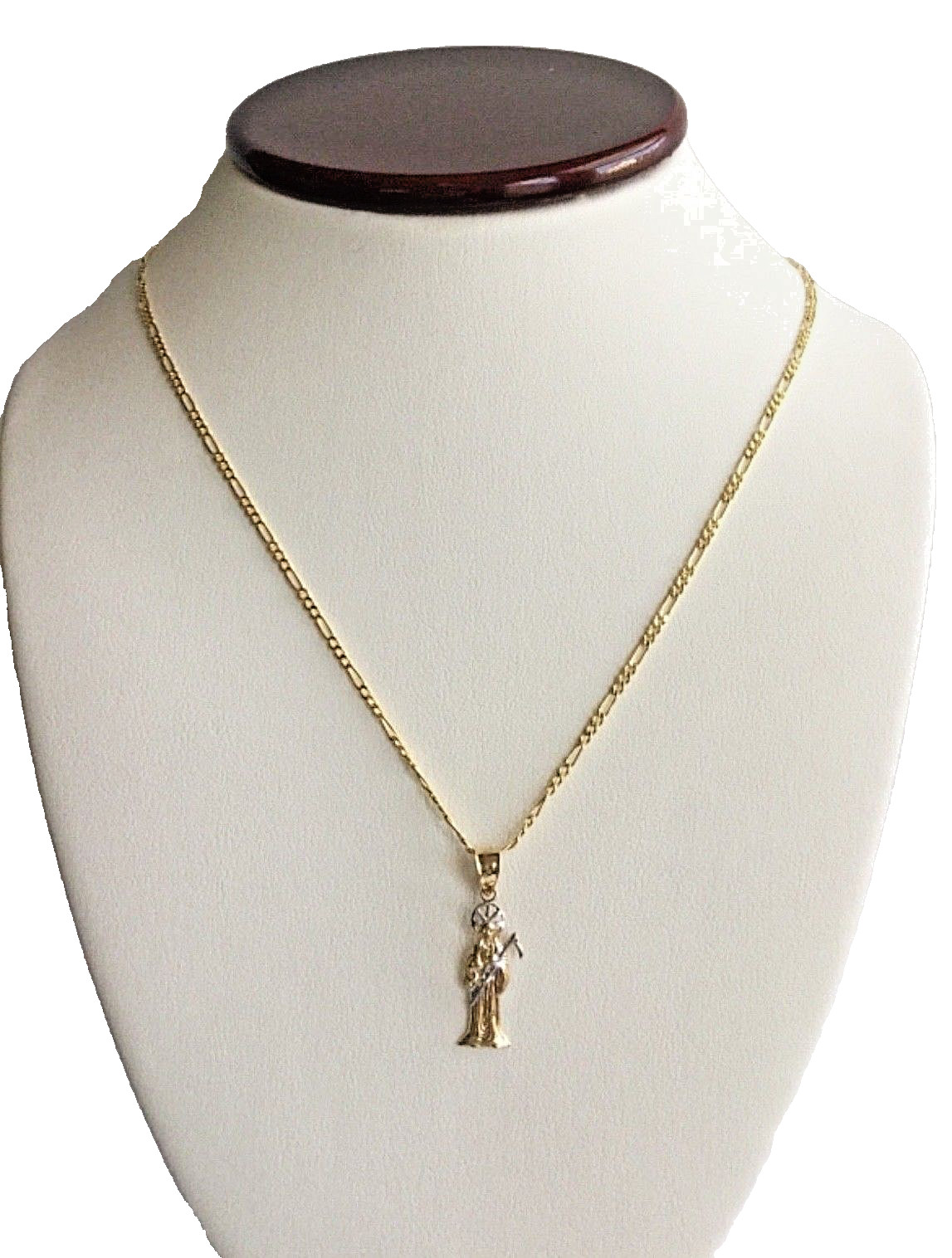 14K SOLID GOLD GRIM REAPER 20″NECKLACE- 27mm / 1.06 inches SANTA MUERTE- PT098-1