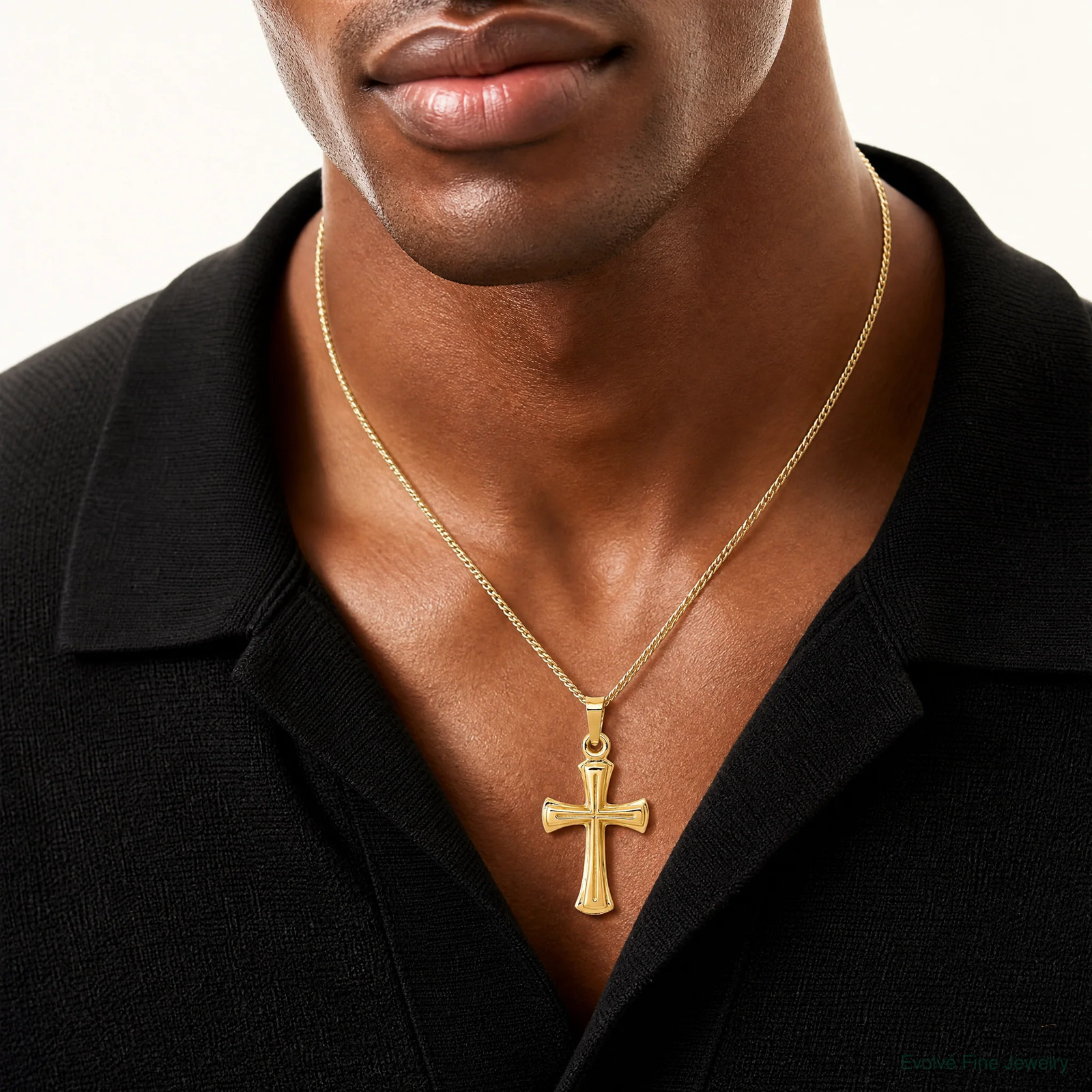 14K Yellow Gold Hollow Cross Pendant