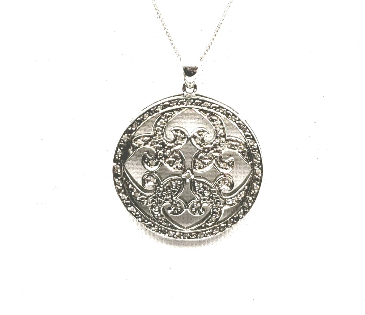 Sterling Silver Bohemian Cross In Circle Marcasite Pendant On 18″ 925 Chain 7gr