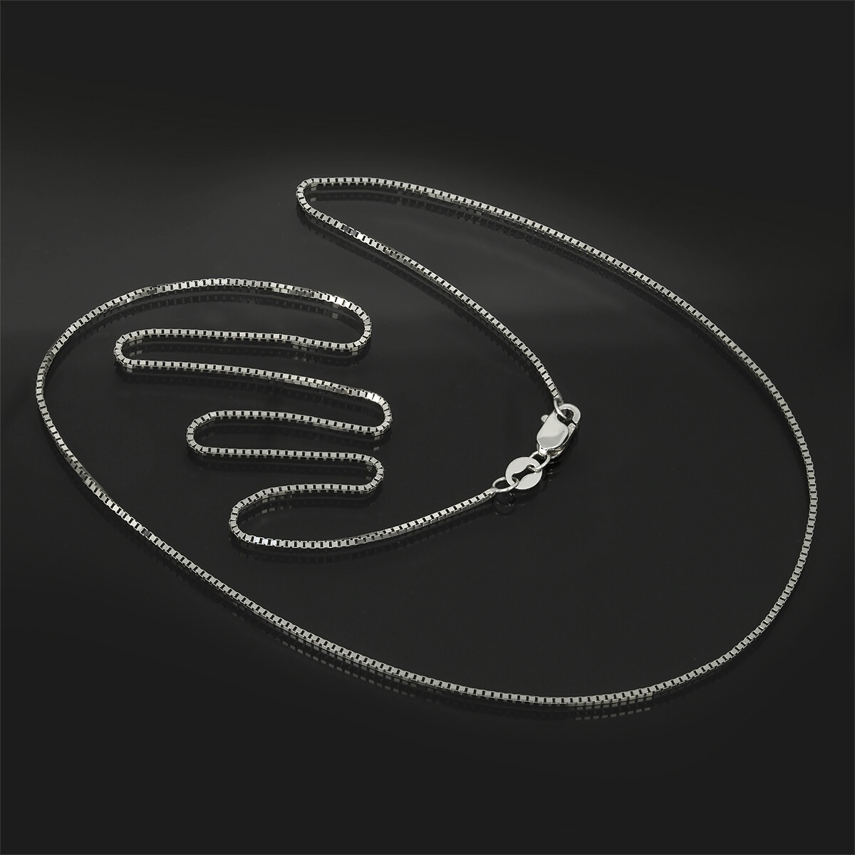 14k White Gold Classic Box Chain 0.45mm Width 16″-20″ Inch Length Necklace