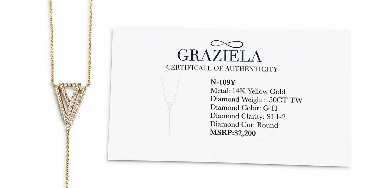 Graziela 14K Yellow Gold 0.50 ct Diamond Necklace NWPackaging & Auth Card $2,200