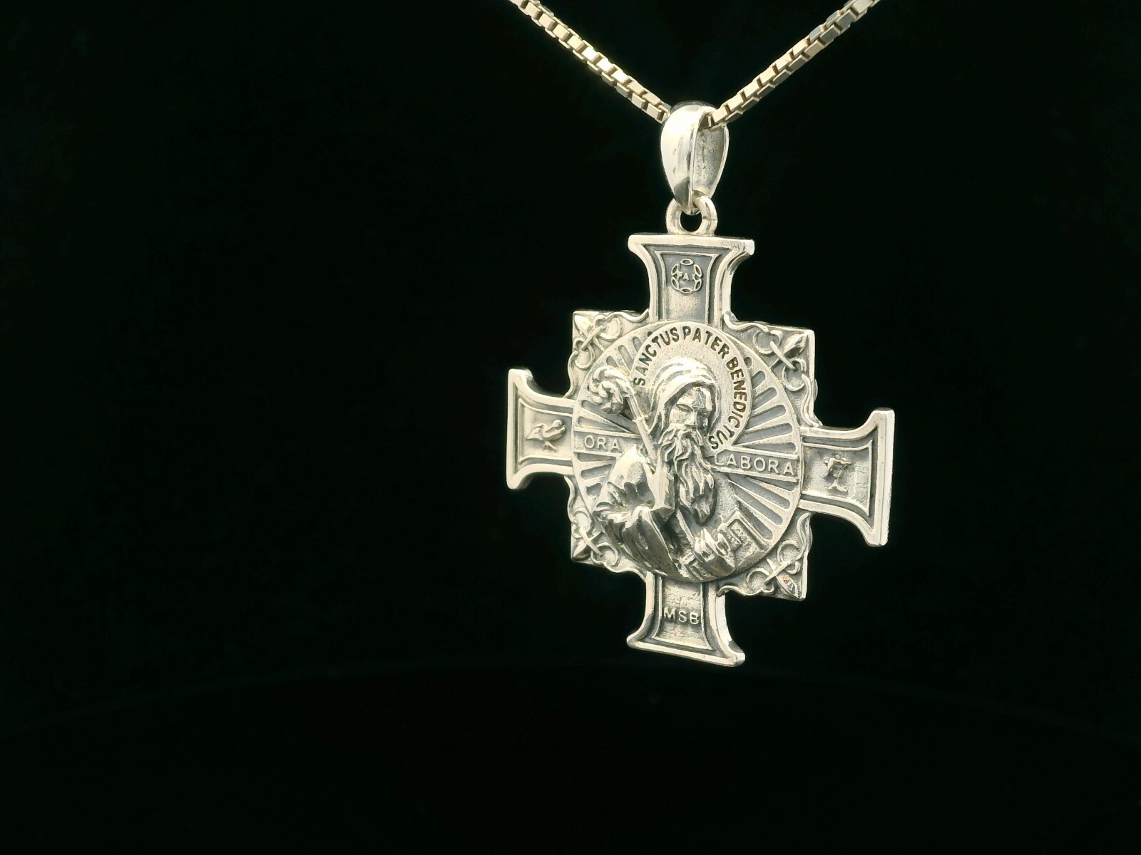 925 Sterling Silver Two-Sided Saint Benedict Necklace