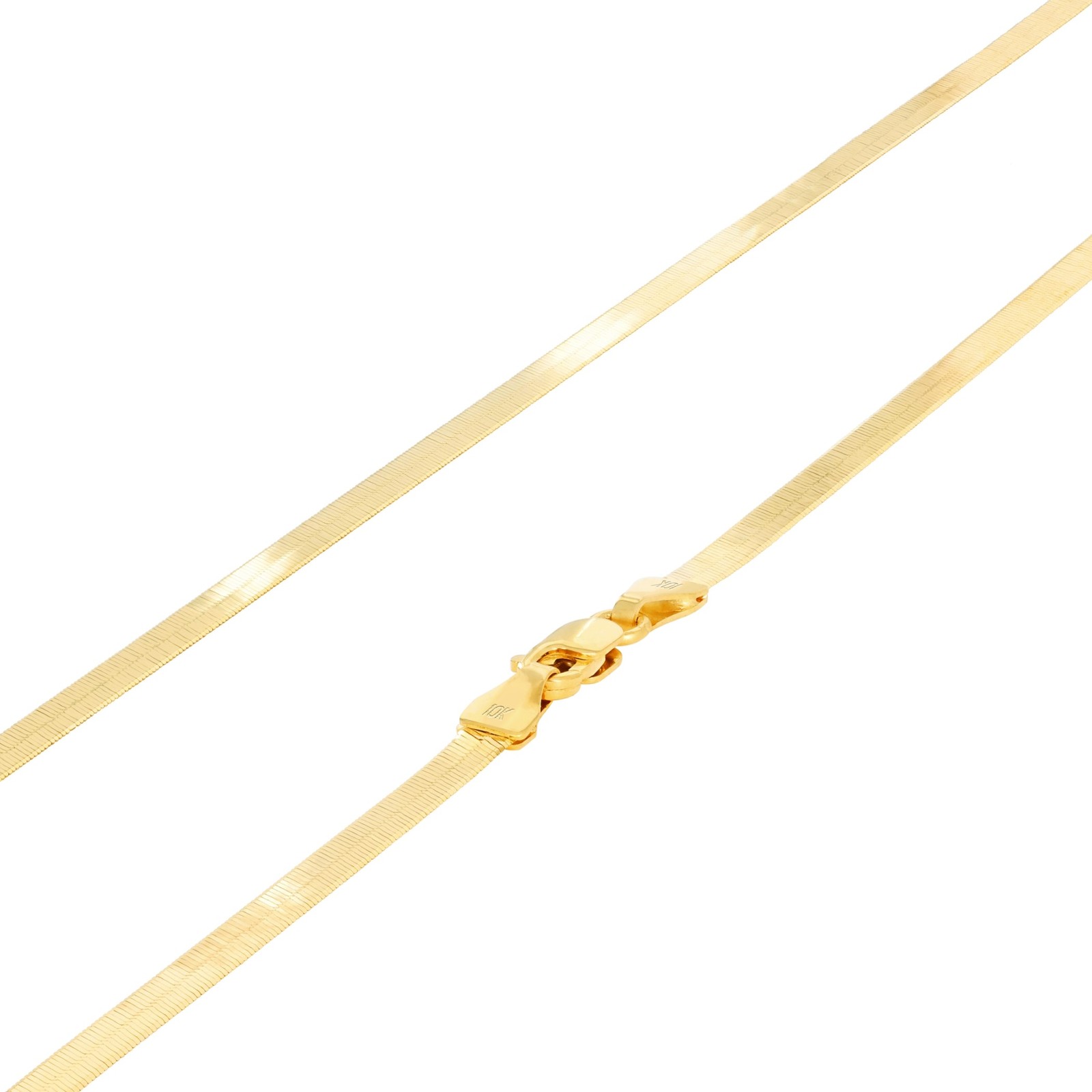 10K Yellow Gold Solid 3mm-9mm Flat Herringbone Chain Necklace Women Men 16″- 24″