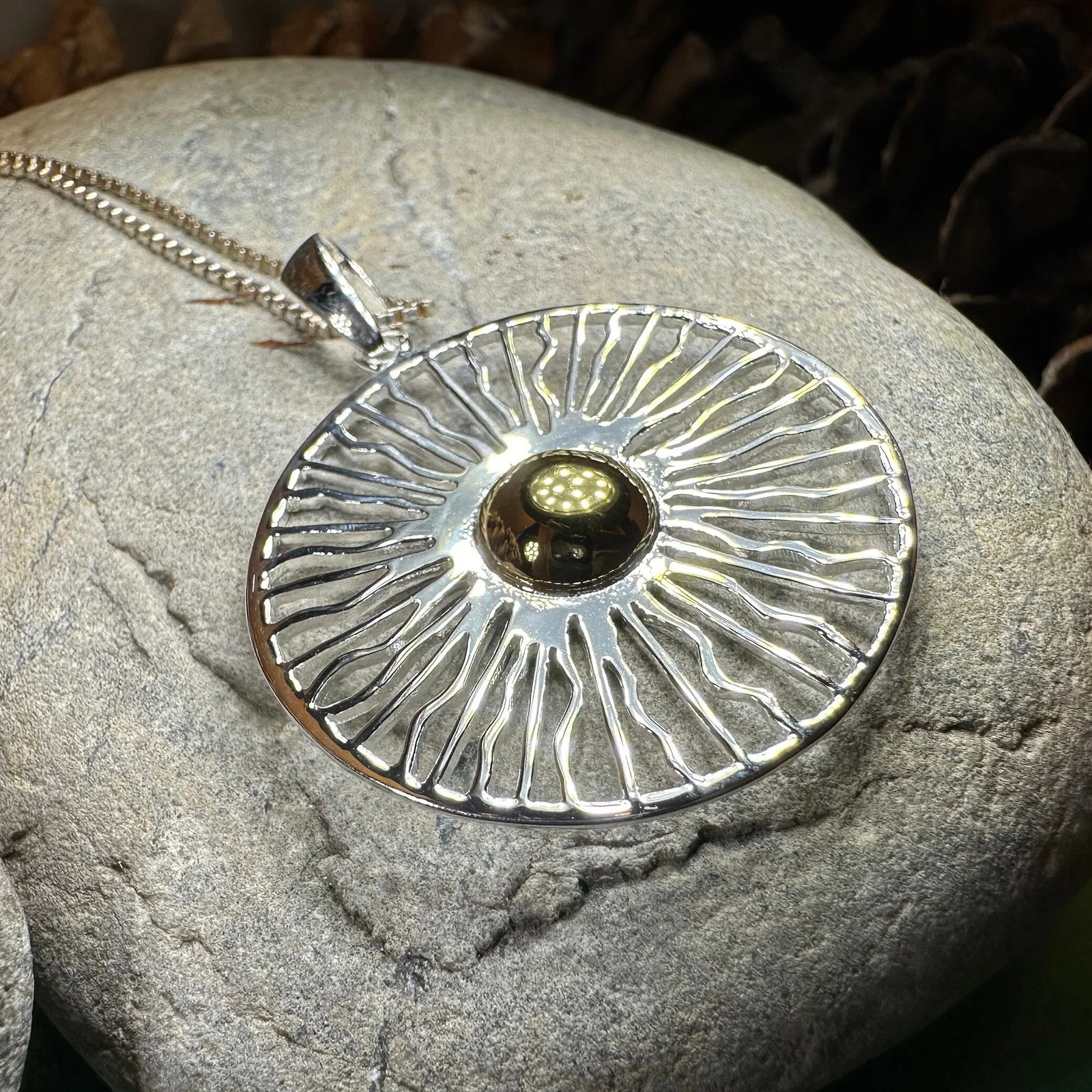 Sun Necklace Beach Celestial Wiccan Pagan 925 Ladies Pendant W/FREE CHAIN