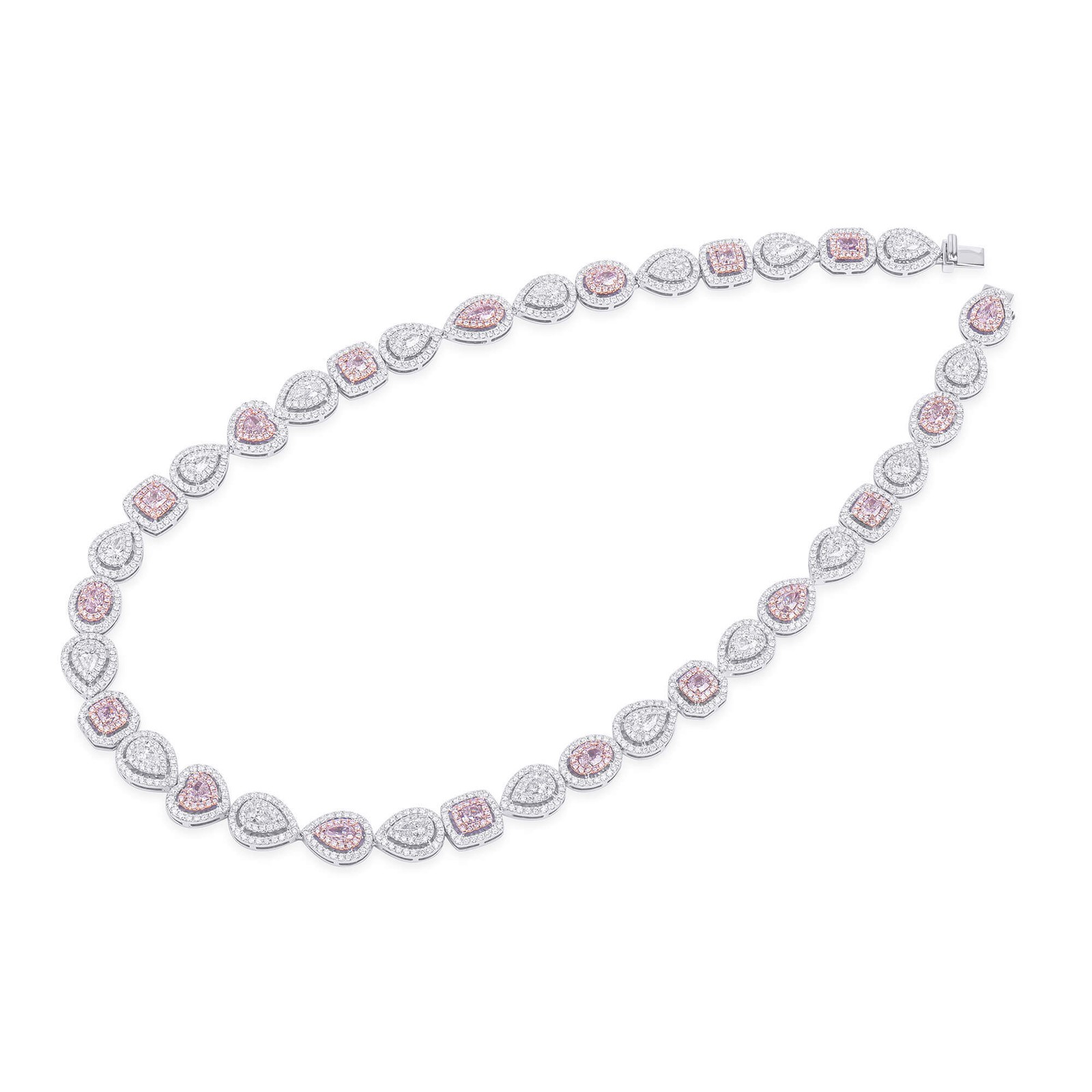 Natural Very Light Pink Diamond Necklace 4.60 Ct GIA VS-SI Cushion Cut 18K