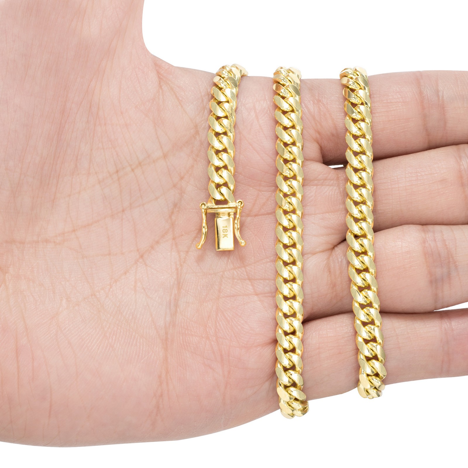 18K Yellow Gold Solid 2.7mm-7mm Miami Cuban Chain Necklace Mens Womens 16″-30″