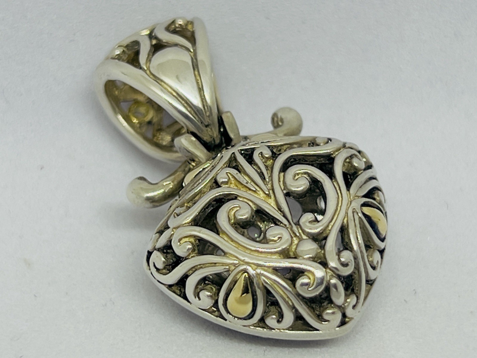 John Hardy Batu 18k Gold 925 Sterling Silver White Topaz Pendant Enhancer