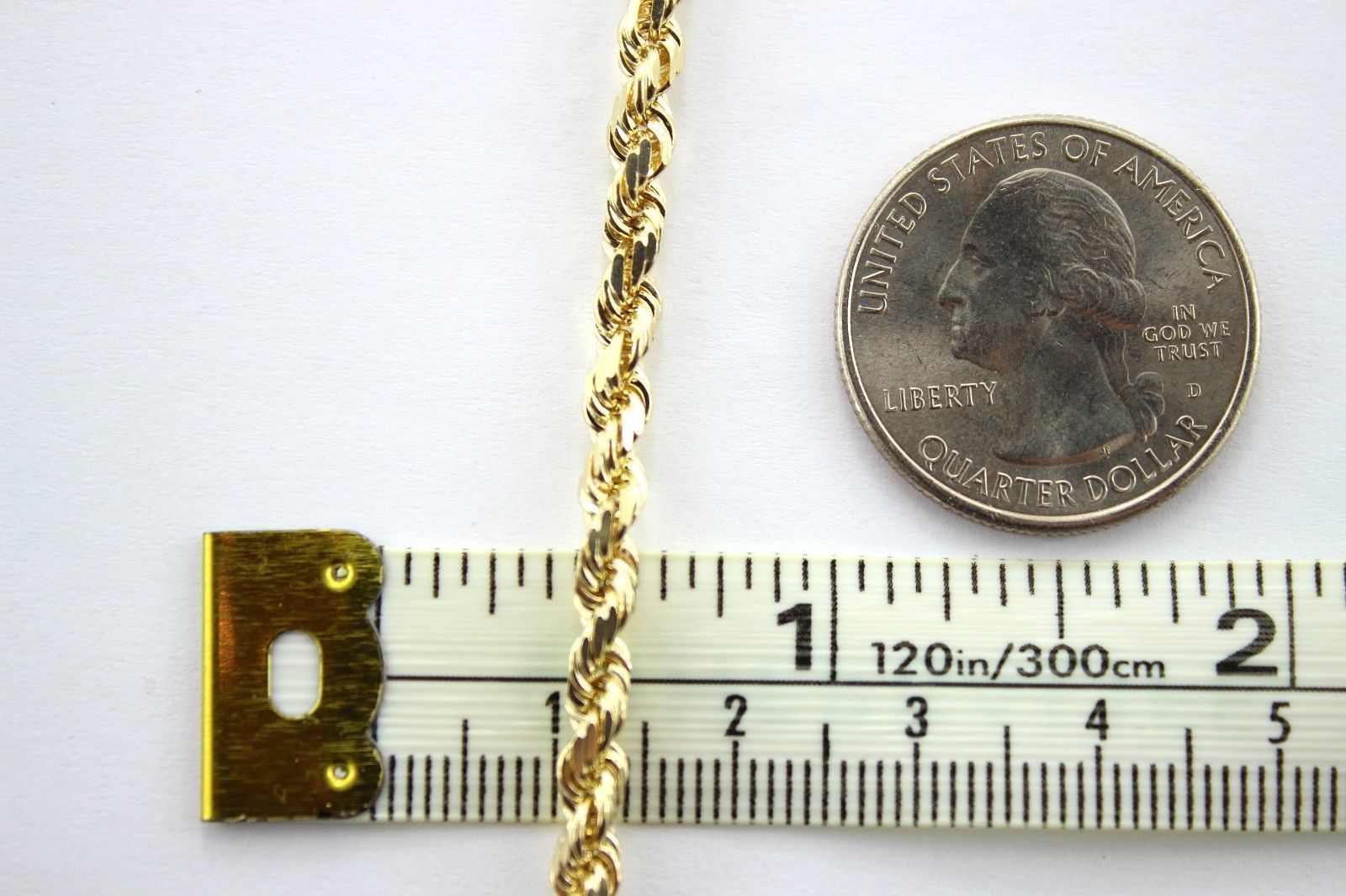 10K Yellow Gold Rope Twist Link Chain Necklace Bracelet Anklet 2mm~5mm 7″ ~ 30″