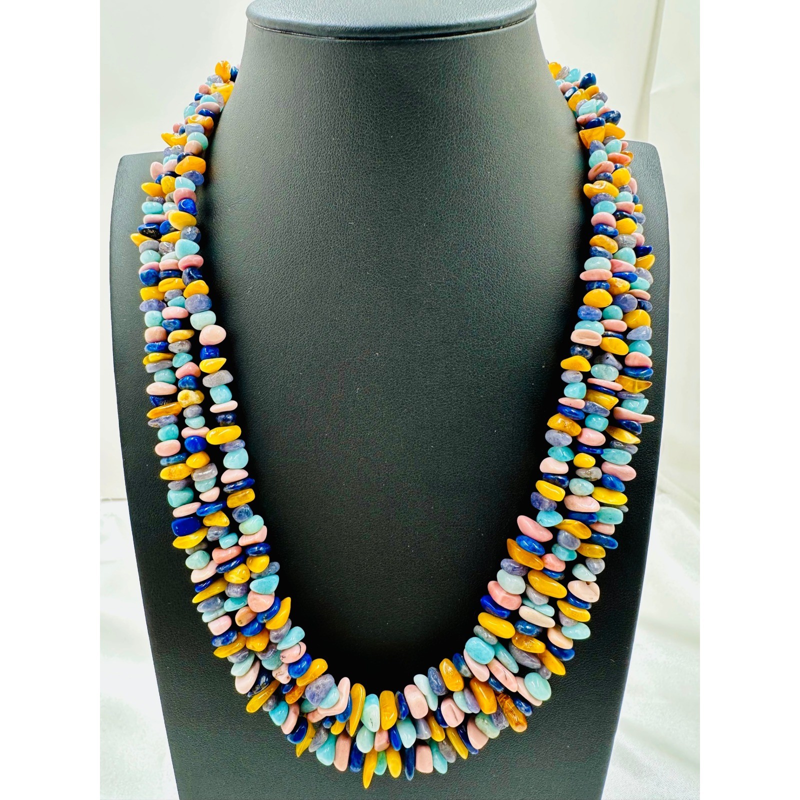 Jay King Mine Finds Confetti Multi Gemstone 3 Strand Necklace Silver 925 NIB