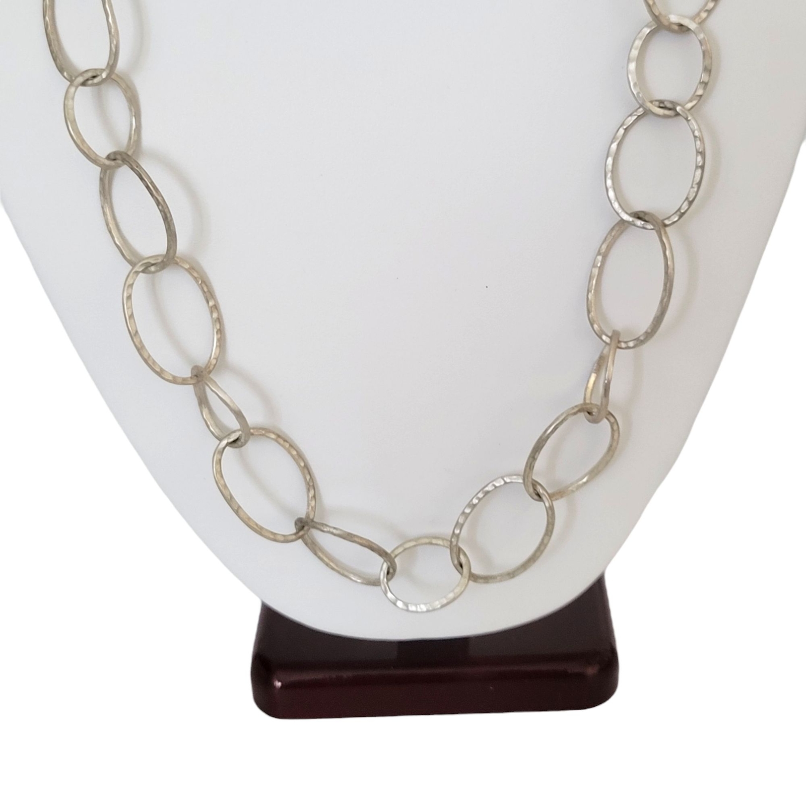Sterling Silver Necklace Interlocking Circle Chain Lobster Clasp India 23″